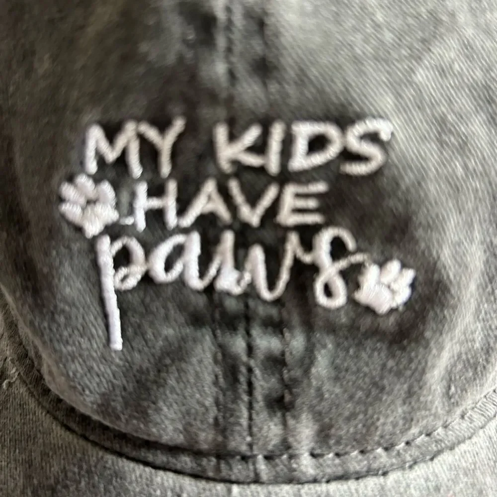 David and Young Women’s Gray My Kids Have Paws Baseball Hat One Size Dog